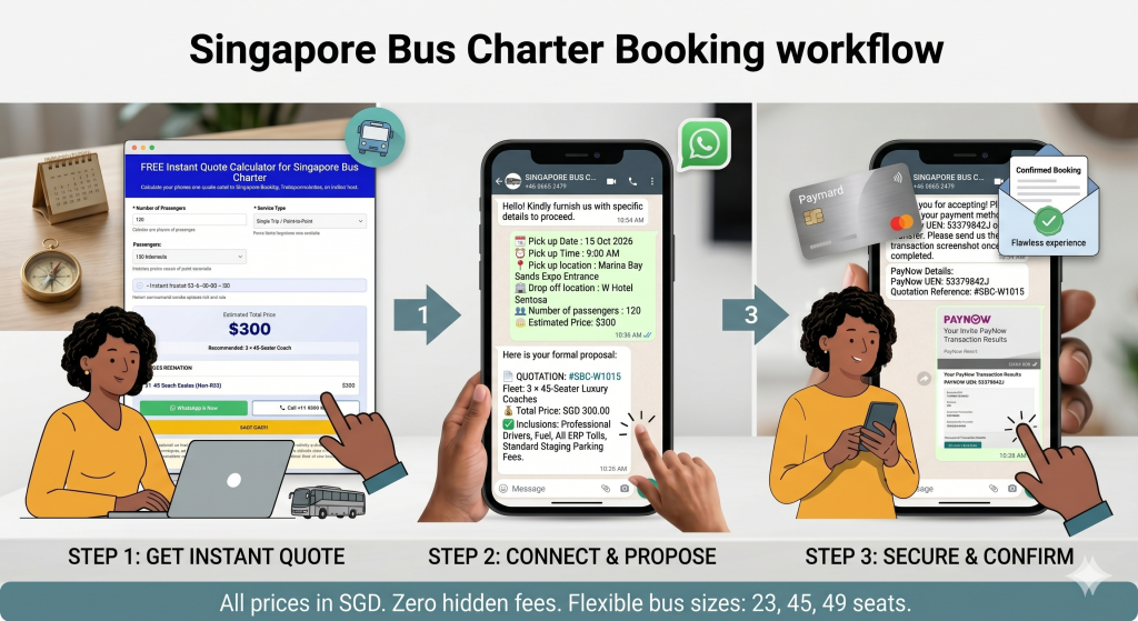 the instant quote chat workflow for bus charter singapore