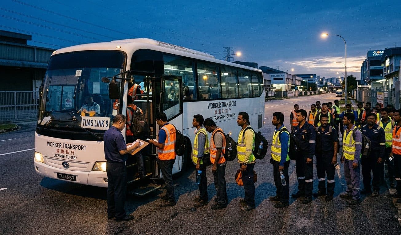 Bus Charter Woodlands to Jurong Singapore - Factory Worker Transport